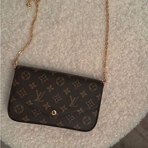 Brown LVCrossbody with Gold Chain
